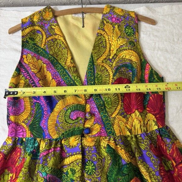 1970s Vintage Psychedelic Maxi Dress Paisley Haight-Ashbury Festival Bohemian - Picture 8 of 10